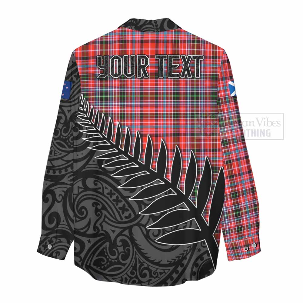 Tartan Vibes Clothing Straiton Crest Tartan Women's Casual Shirt with New Zealand Silver Fern Half Style