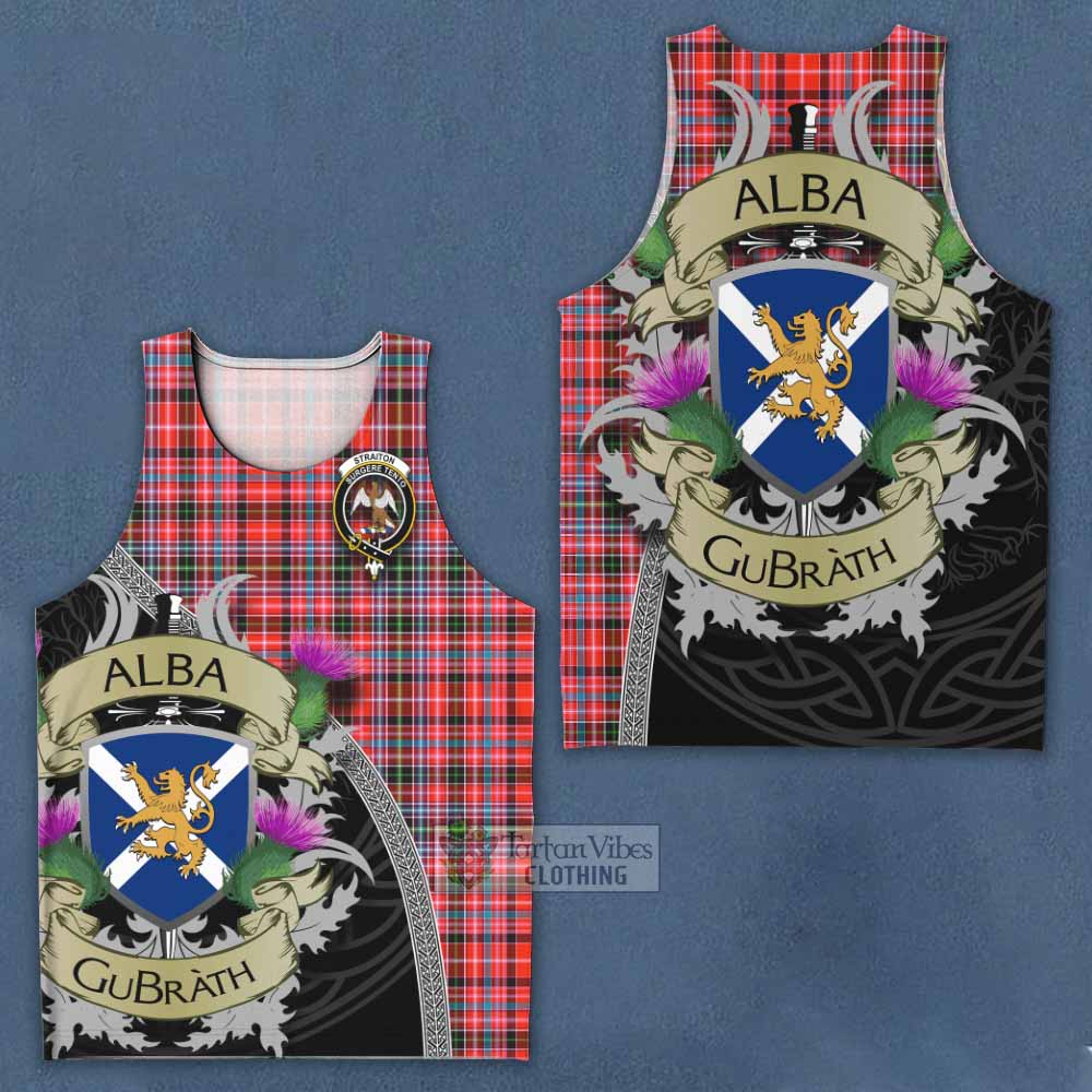 Tartan Vibes Clothing Straiton Tartan Family Crest Men's Tank Top Lion Rampant Royal Thistle Shield Celtic Inspired