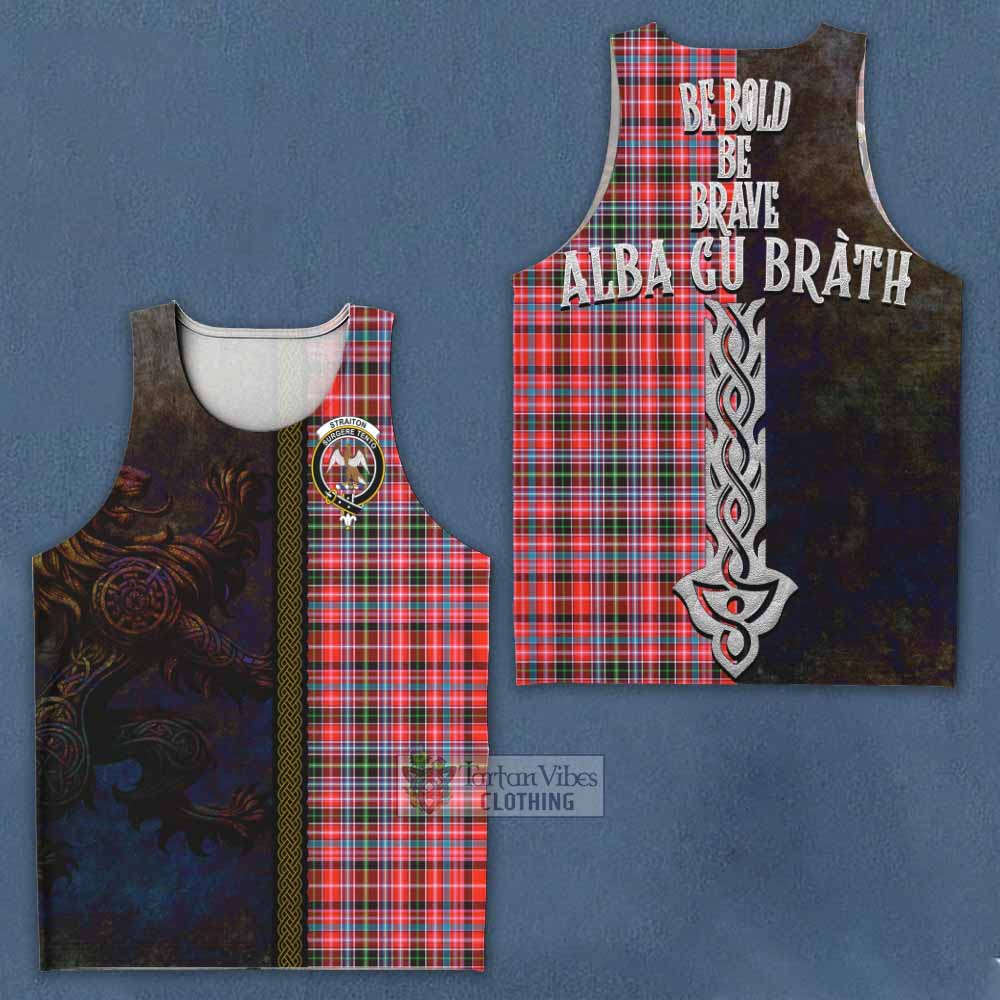 Tartan Vibes Clothing Straiton Tartan Family Crest Men's Tank Top Alba Gu Brath Be Brave Lion Ancient Style
