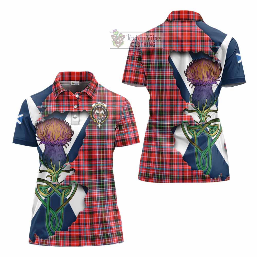 Tartan Vibes Clothing Straiton Tartan Family Crest Women's Polo Shirt Scottish Thistle Celtic Inspired
