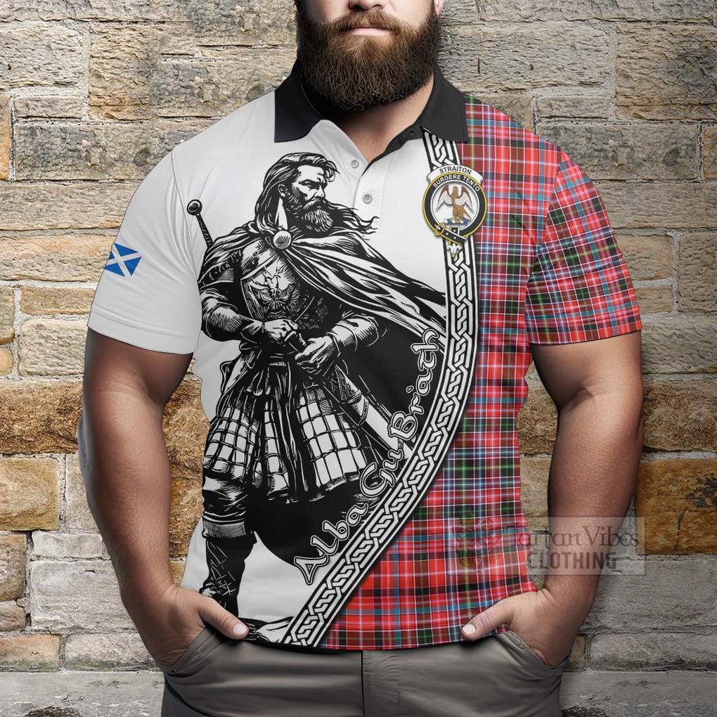 Tartan Vibes Clothing Straiton Tartan Clan Crest Polo Shirt with Highlander Warrior Celtic Style