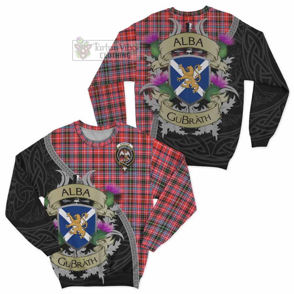 Tartan Vibes Clothing Straiton Tartan Family Crest Sweatshirt Lion Rampant Royal Thistle Shield Celtic Inspired