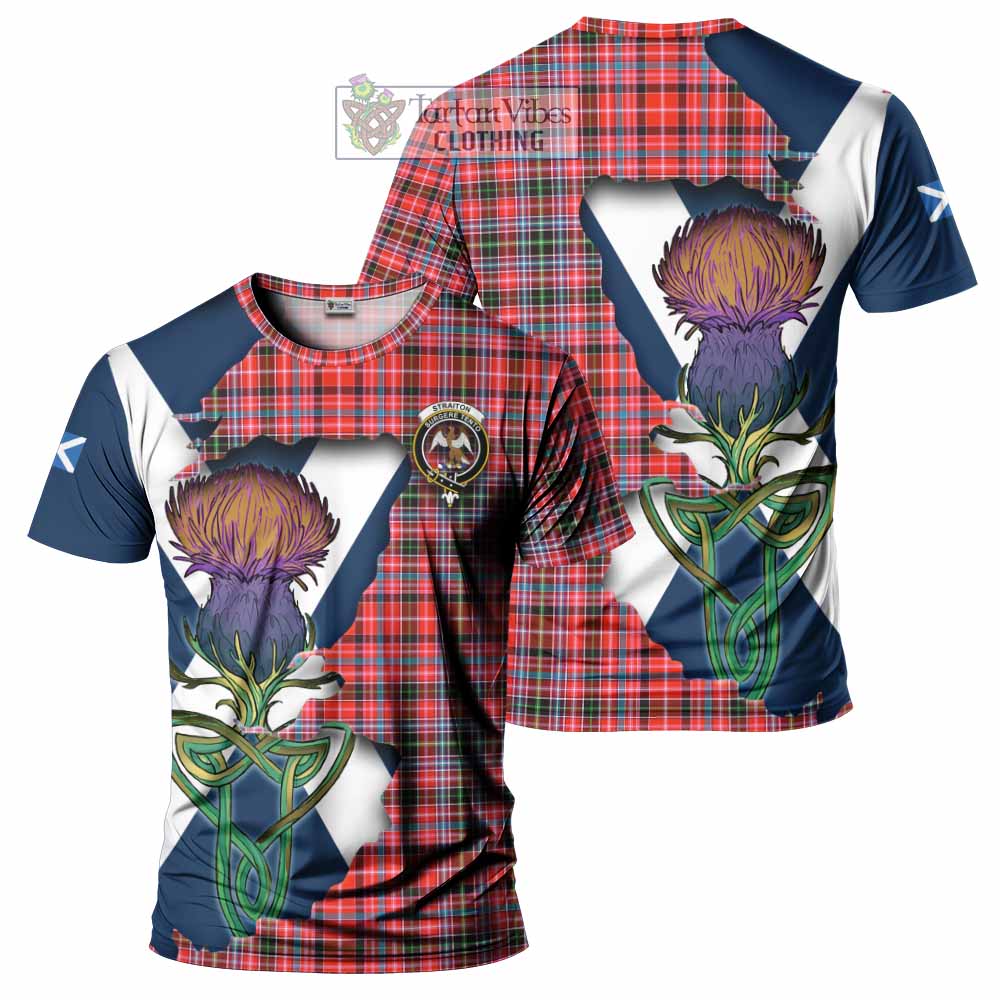 Tartan Vibes Clothing Straiton Tartan Family Crest T-Shirt Scottish Thistle Celtic Inspired