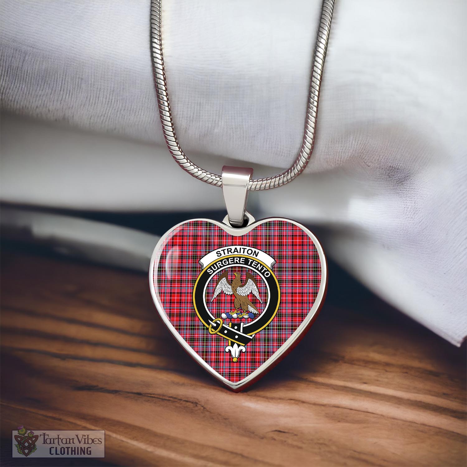Tartan Vibes Clothing Straiton Tartan Heart Necklace with Family Crest