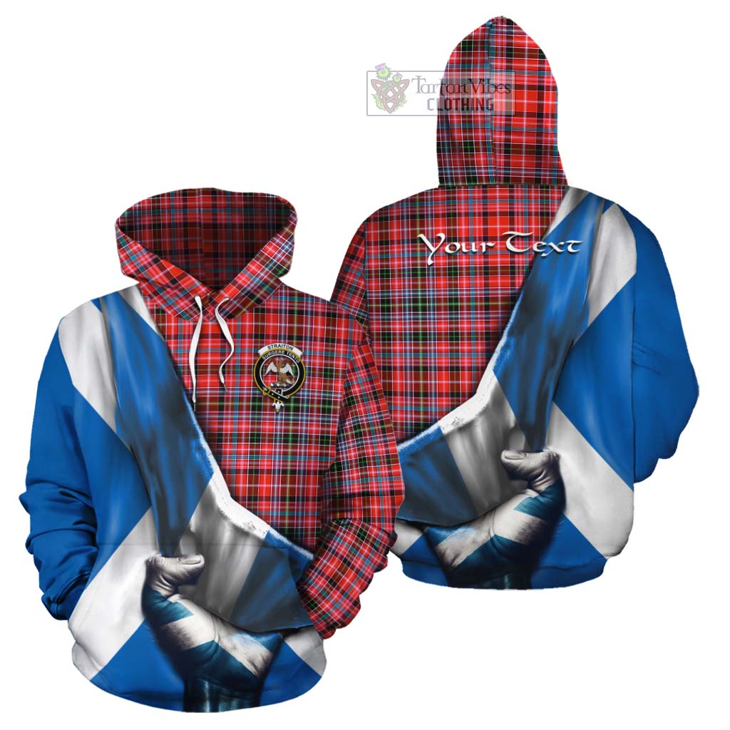 Tartan Vibes Clothing Straiton Tartan Cotton Hoodie with Family Crest Scotland Patriotic Style