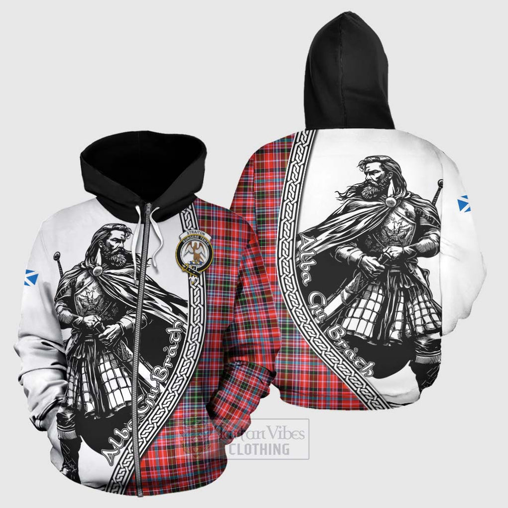 Tartan Vibes Clothing Straiton Tartan Clan Crest Hoodie with Highlander Warrior Celtic Style