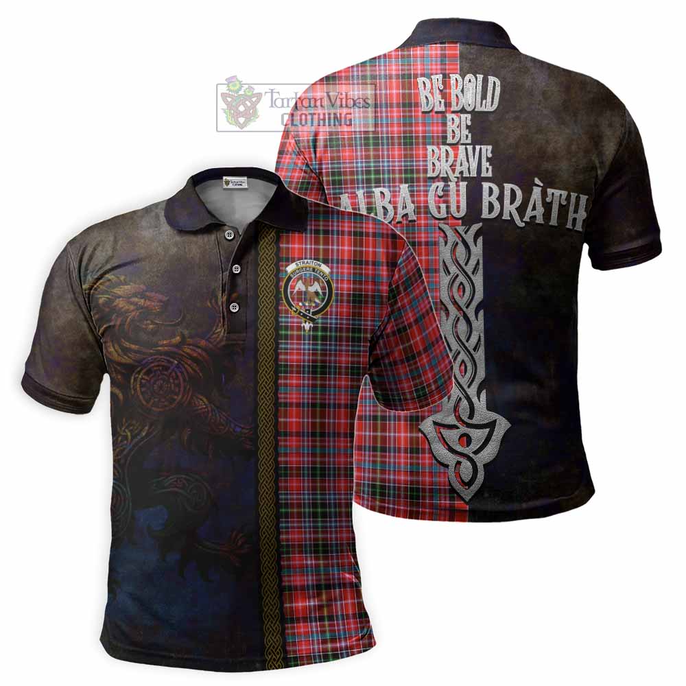 Tartan Vibes Clothing Straiton Tartan Family Crest Polo Shirt Alba Gu Brath Be Brave Lion Ancient Style