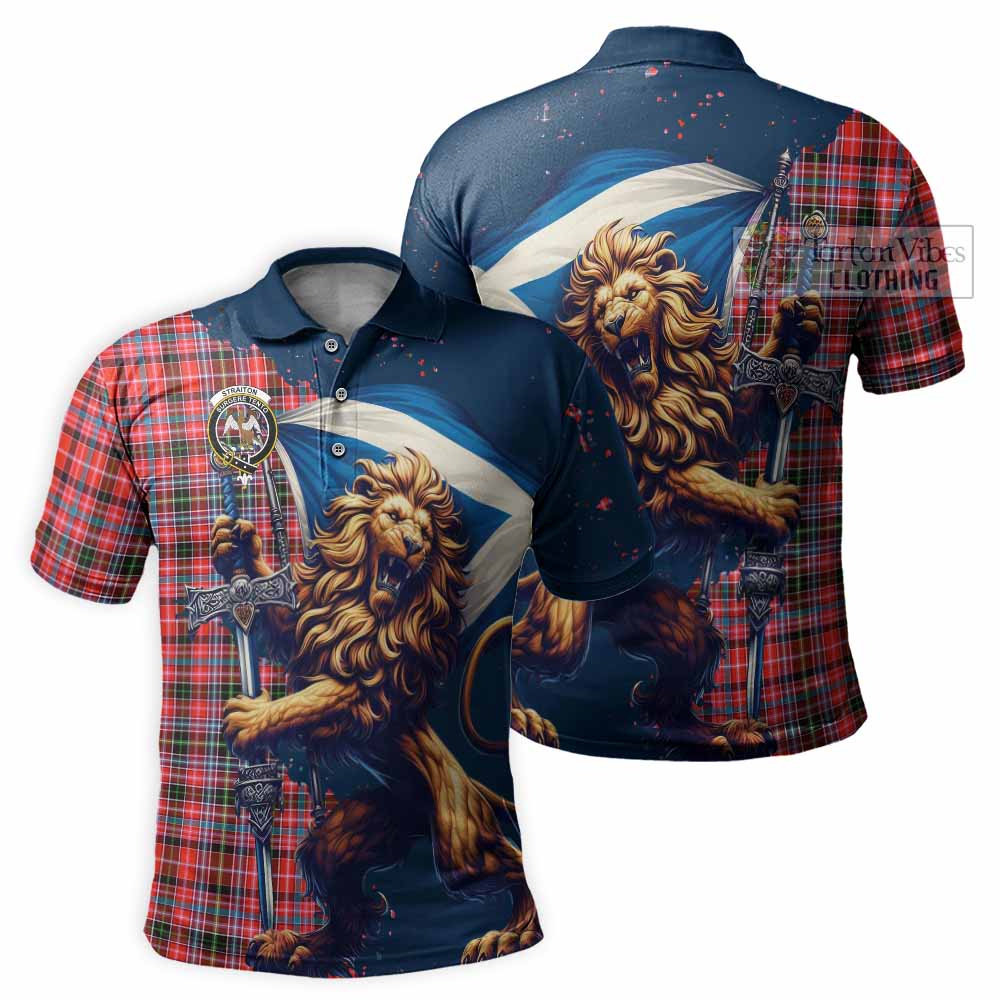 Tartan Vibes Clothing Straiton Tartan Family Crest Men's Polo Shirt with Scottish Majestic Lion