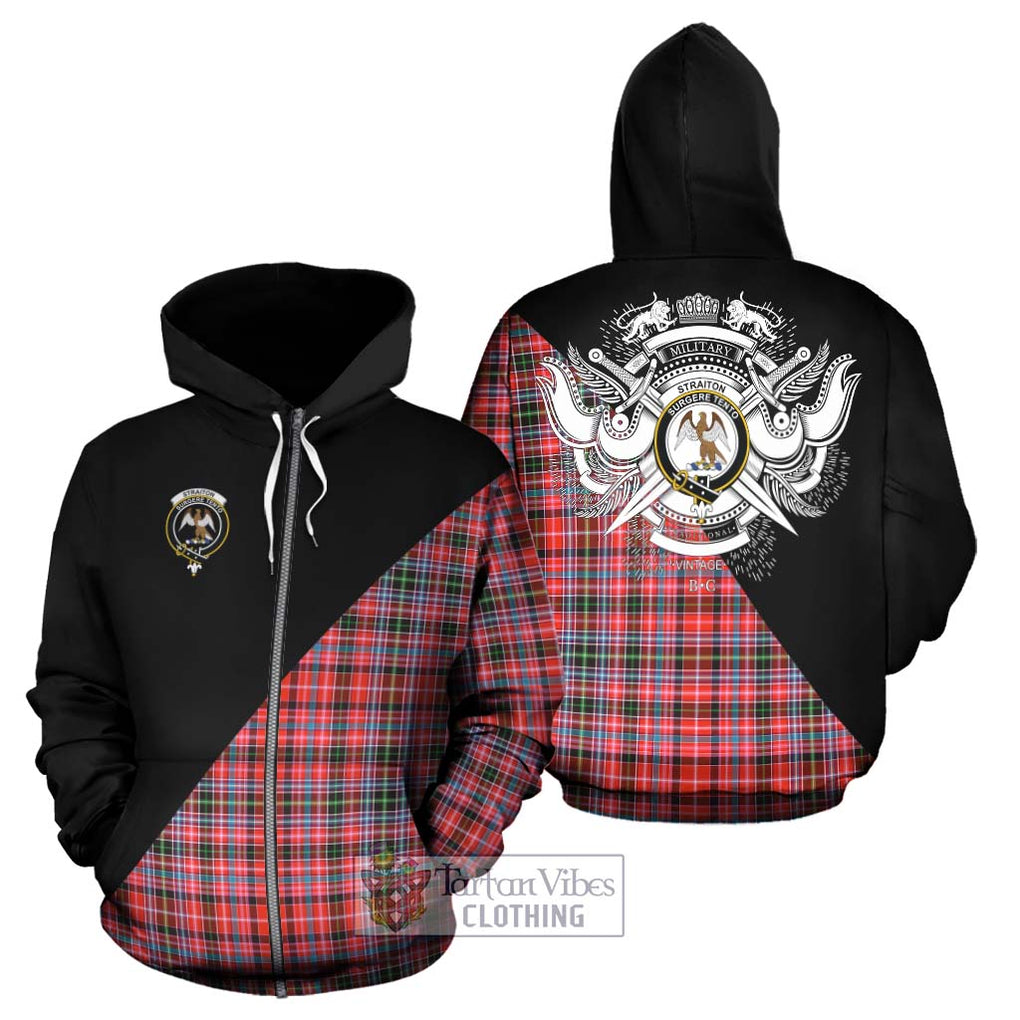 Straiton Tartan Hoodie with Family Crest and Military Logo Style - Tartanvibesclothing Shop