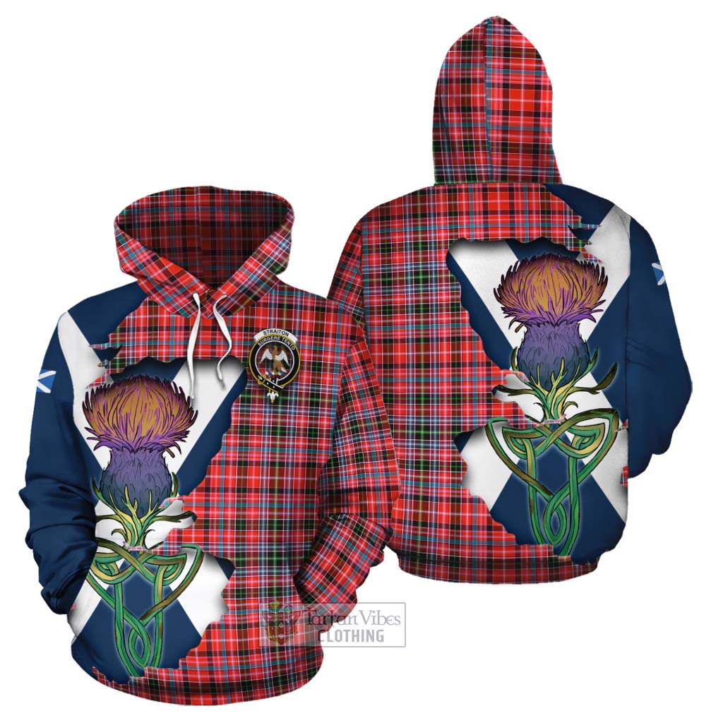 Tartan Vibes Clothing Straiton Tartan Family Crest Cotton Hoodie Scottish Thistle Celtic Inspired