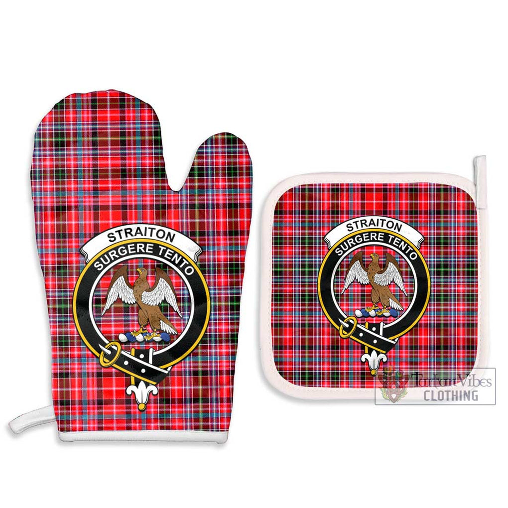 Straiton Tartan Combo Oven Mitt & Pot-Holder with Family Crest Combo 1 Oven Mitt & 2 Pot-Holder White - Tartan Vibes Clothing