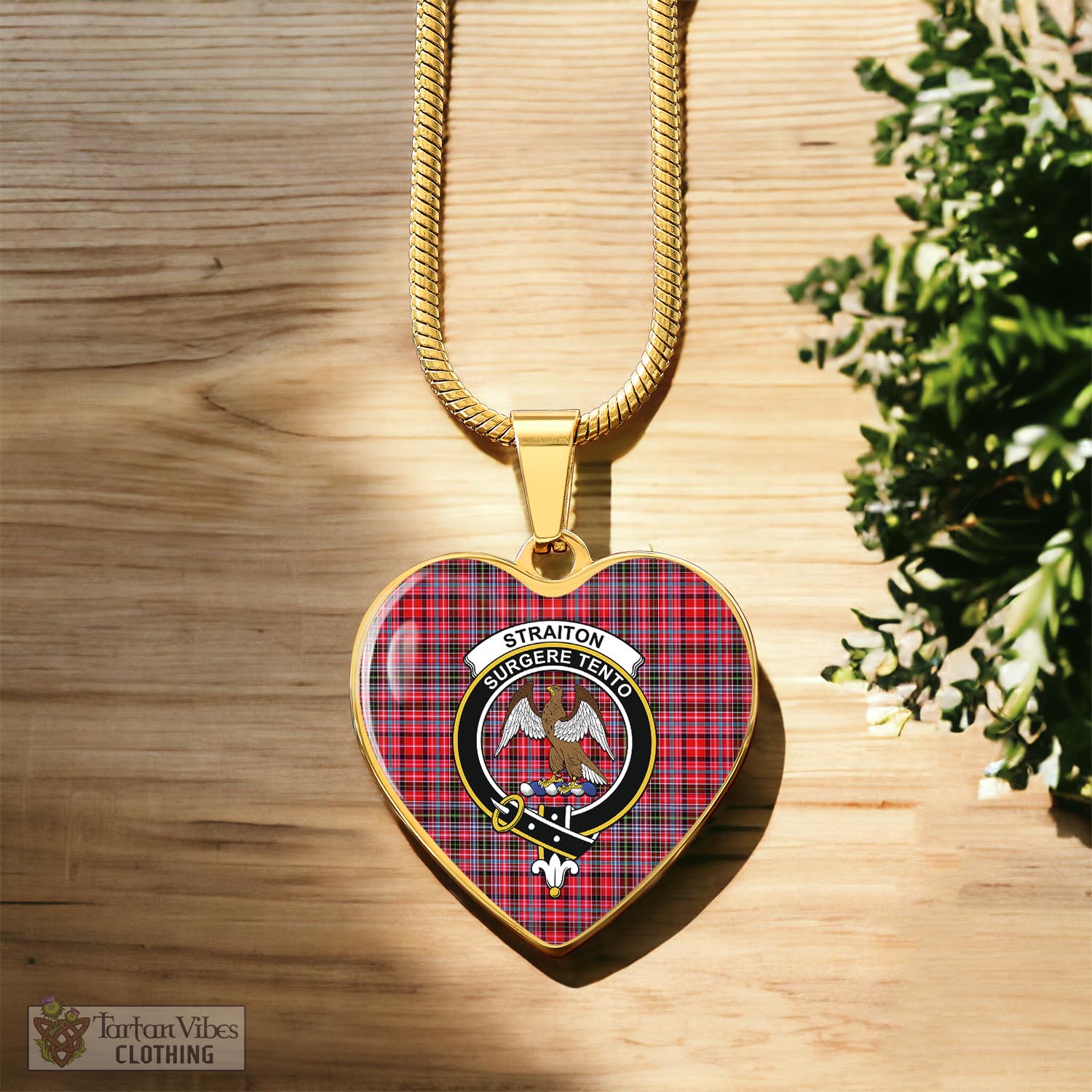 Tartan Vibes Clothing Straiton Tartan Heart Necklace with Family Crest