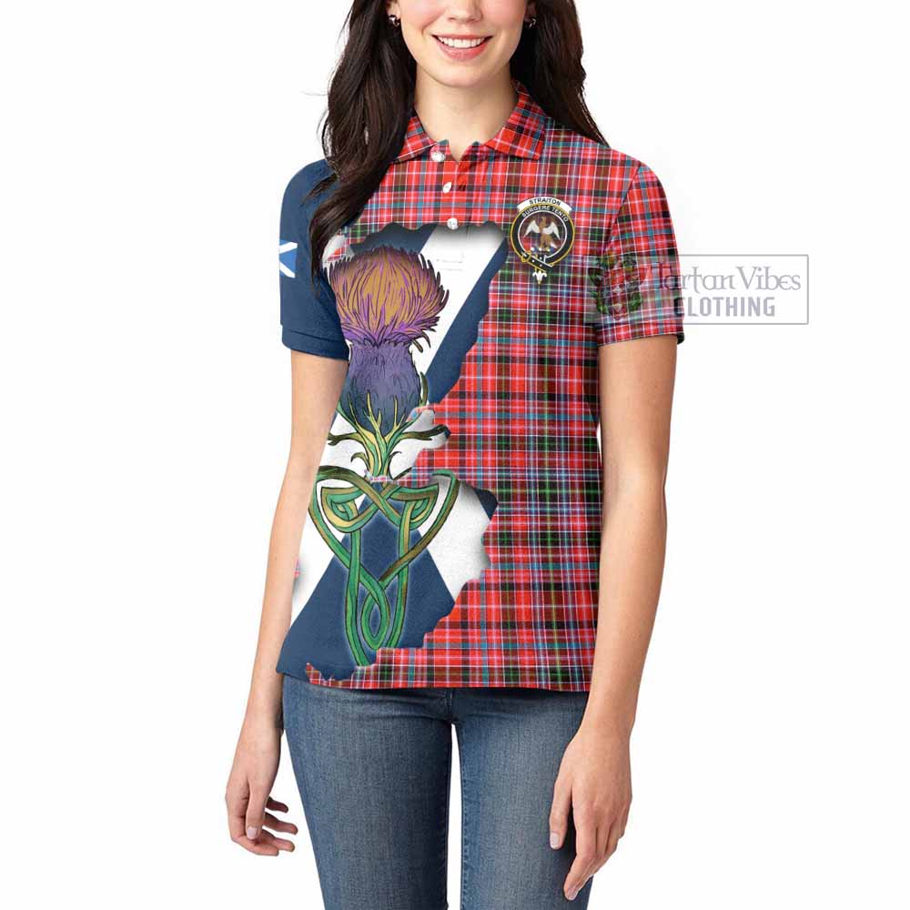 Tartan Vibes Clothing Straiton Tartan Family Crest Women's Polo Shirt Scottish Thistle Celtic Inspired