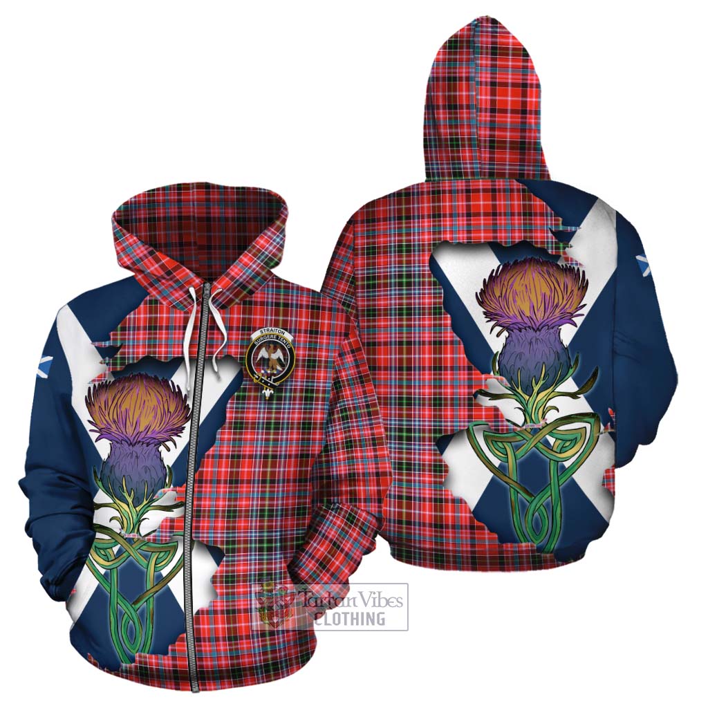 Tartan Vibes Clothing Straiton Tartan Family Crest Cotton Hoodie Scottish Thistle Celtic Inspired