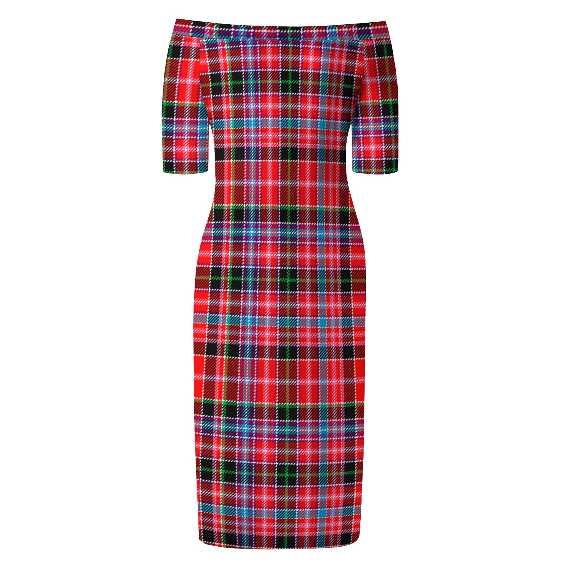Straiton Tartan Off Shoulder Lady Dress - Tartanvibesclothing