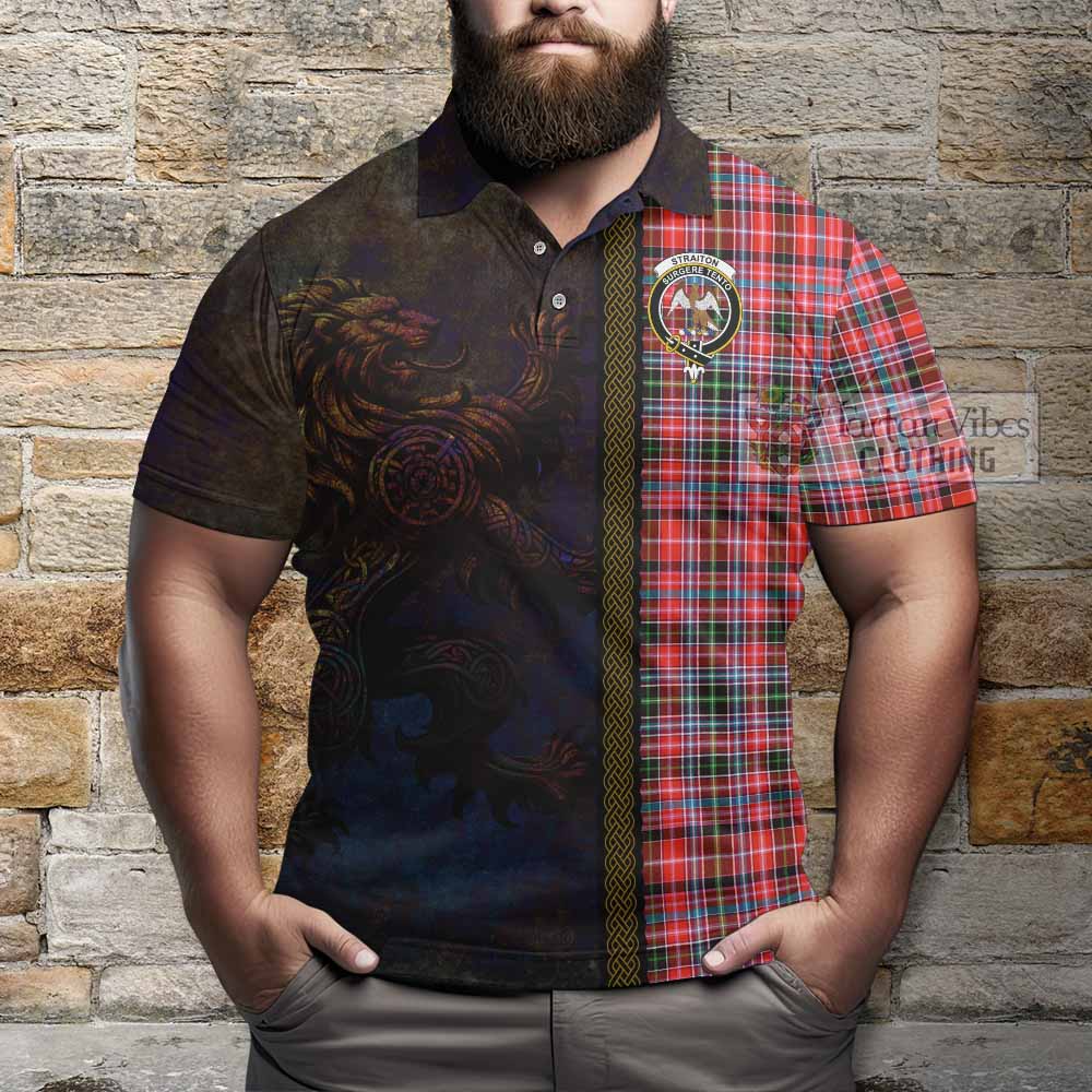 Tartan Vibes Clothing Straiton Tartan Family Crest Polo Shirt Alba Gu Brath Be Brave Lion Ancient Style