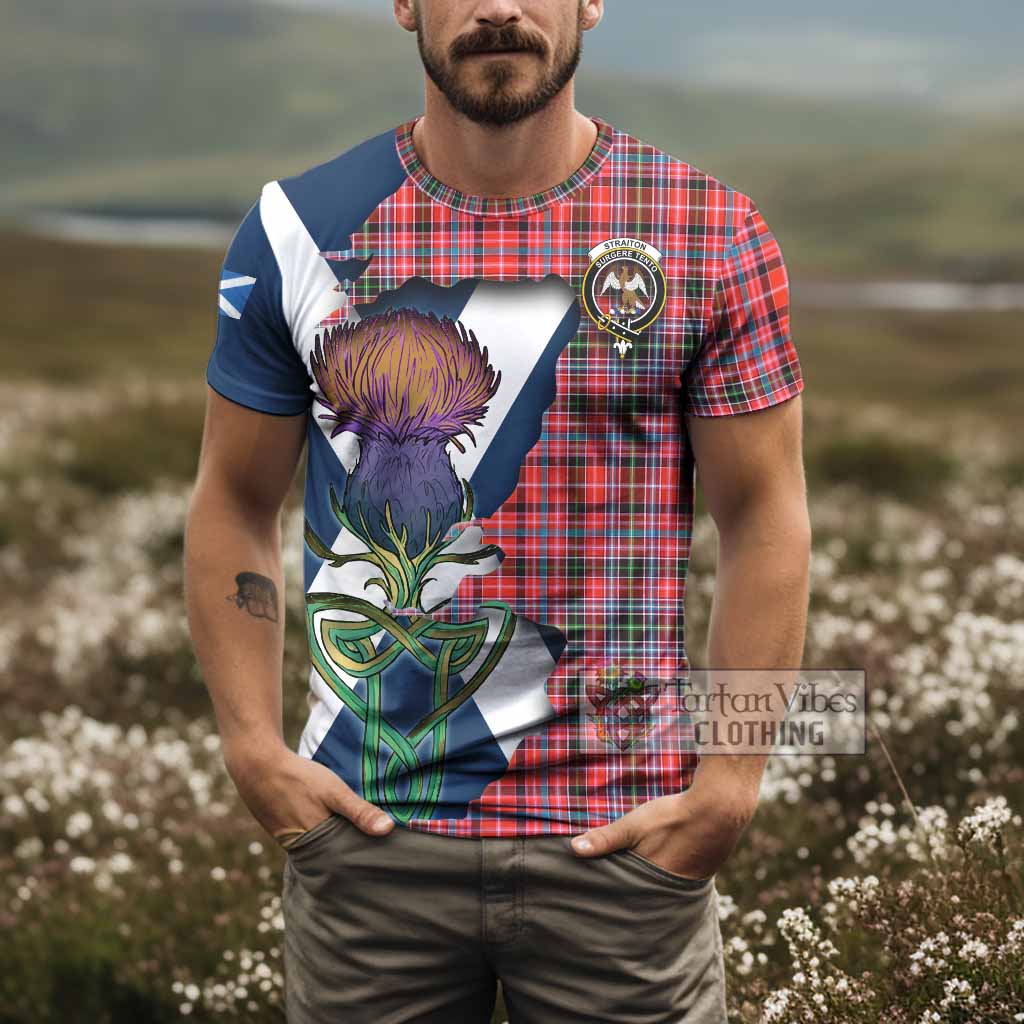 Tartan Vibes Clothing Straiton Tartan Family Crest T-Shirt Scottish Thistle Celtic Inspired