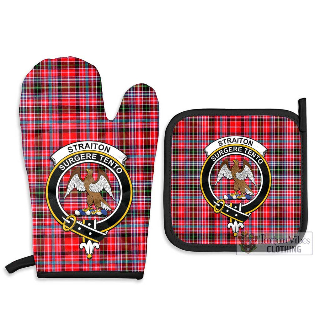 Straiton Tartan Combo Oven Mitt & Pot-Holder with Family Crest Combo 1 Oven Mitt & 2 Pot-Holder Black - Tartan Vibes Clothing