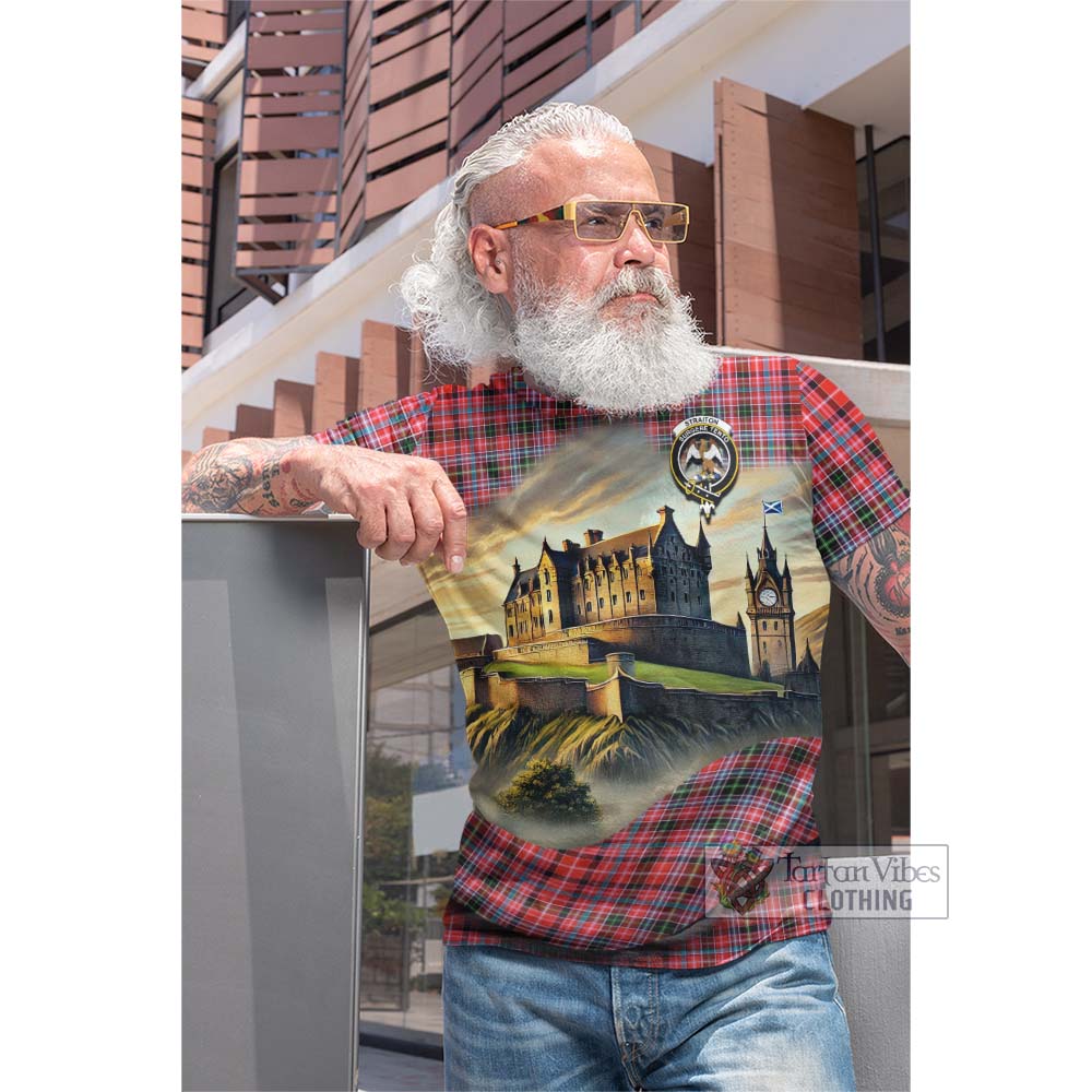 Tartan Vibes Clothing Straiton Tartan Family Crest Cotton T-shirt with Scottish Ancient Castle Style