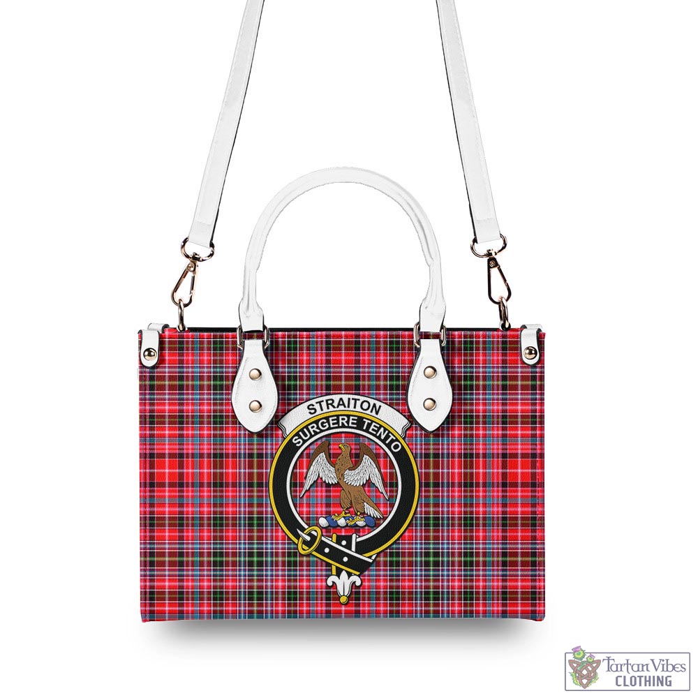 Tartan Vibes Clothing Straiton Tartan Luxury Leather Handbags with Family Crest