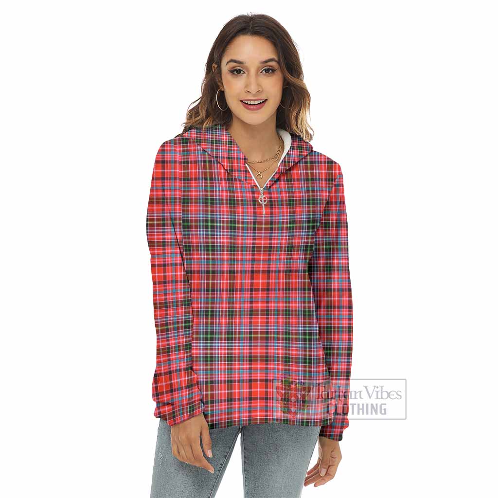Tartan Vibes Clothing Straiton Tartan Women's Borg  Half Zip Fleece Hoodie