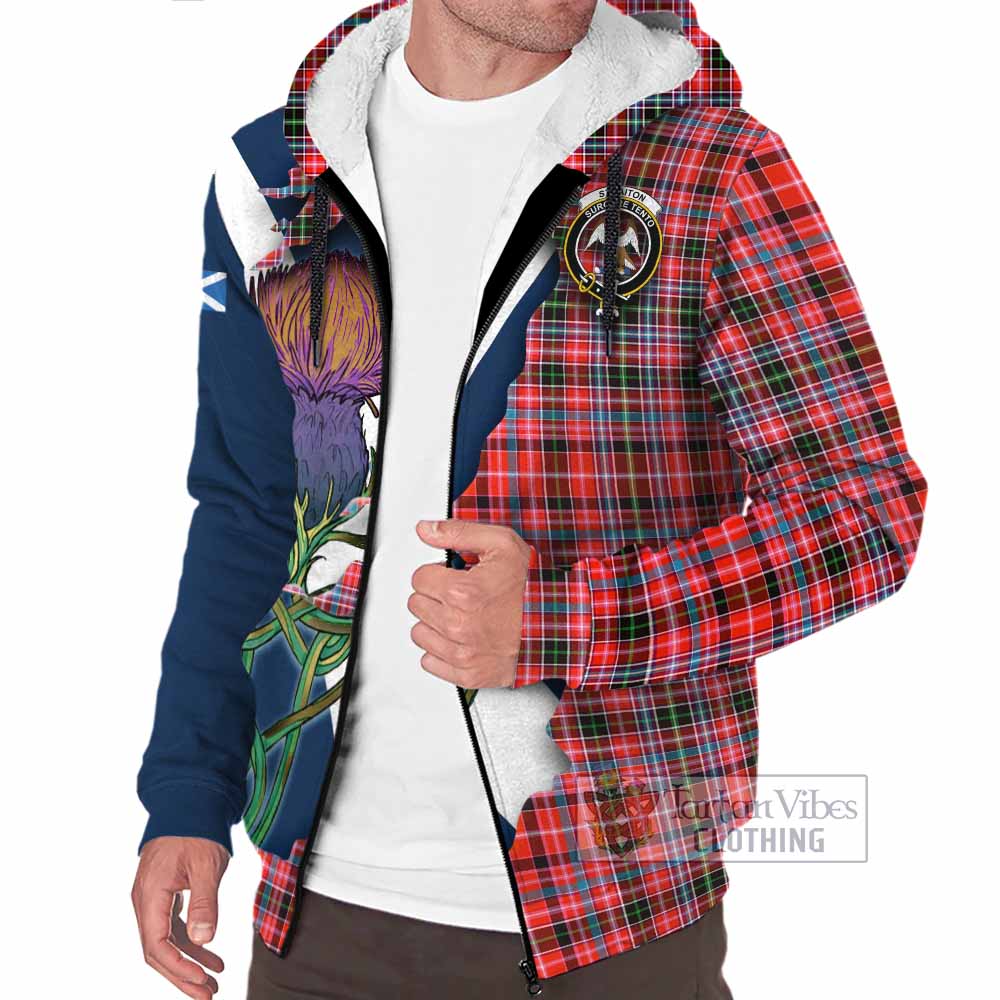 Tartan Vibes Clothing Straiton Tartan Family Crest Sherpa Hoodie Scottish Thistle Celtic Inspired