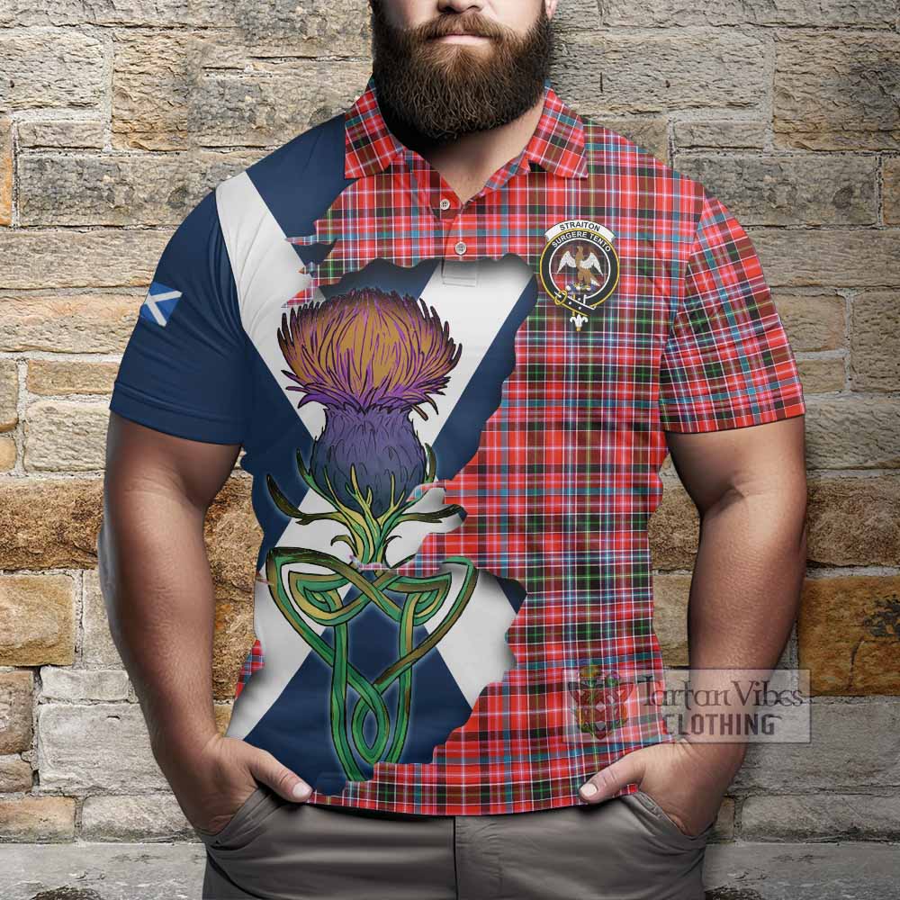 Tartan Vibes Clothing Straiton Tartan Family Crest Polo Shirt Scottish Thistle Celtic Inspired