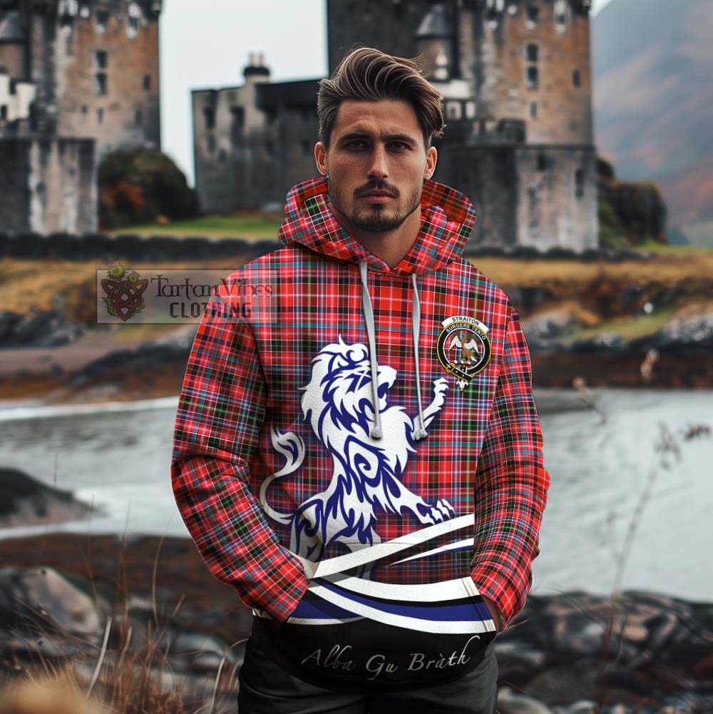 Tartan Vibes Clothing Straiton Tartan Cotton Hoodie with Alba Gu Brath Regal Lion Emblem