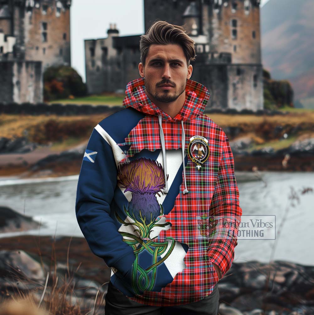 Tartan Vibes Clothing Straiton Tartan Family Crest Cotton Hoodie Scottish Thistle Celtic Inspired