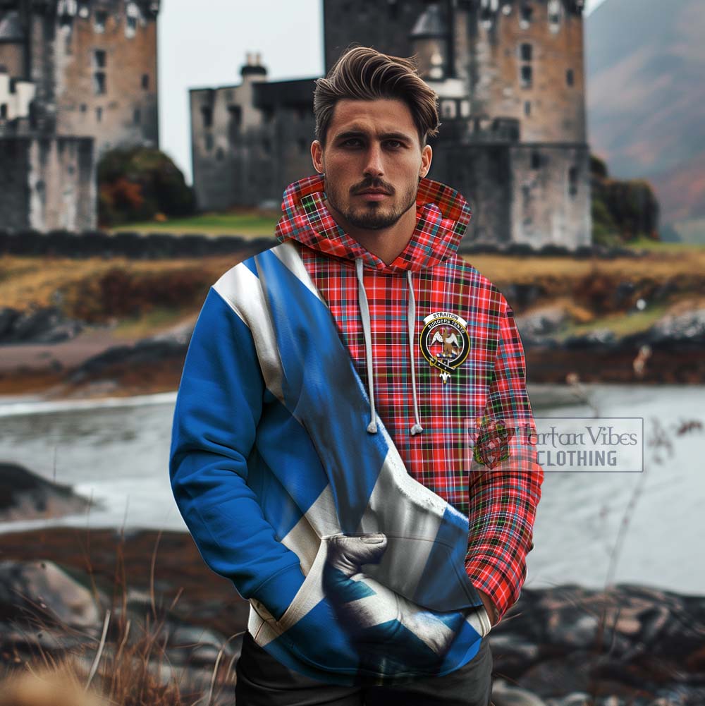 Tartan Vibes Clothing Straiton Tartan Cotton Hoodie with Family Crest Scotland Patriotic Style