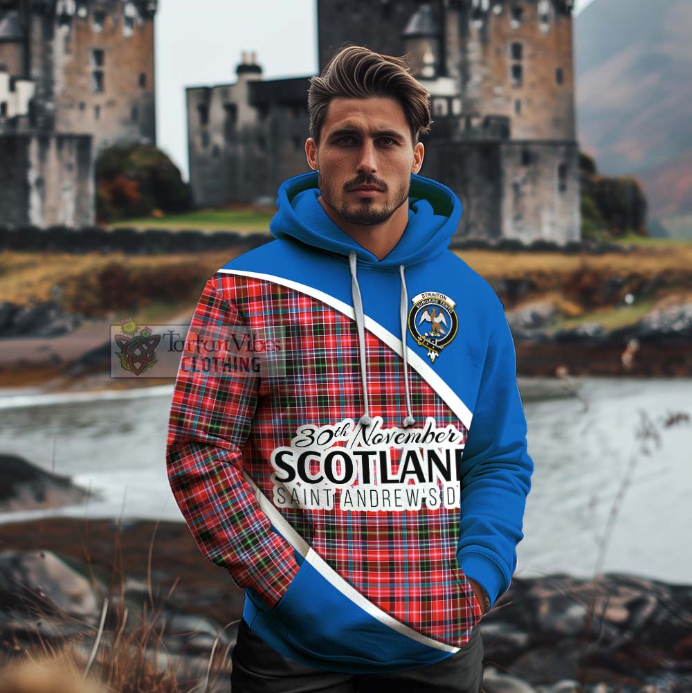 Tartan Vibes Clothing Straiton Family Crest Tartan Cotton Hoodie Celebrate Saint Andrew's Day in Style