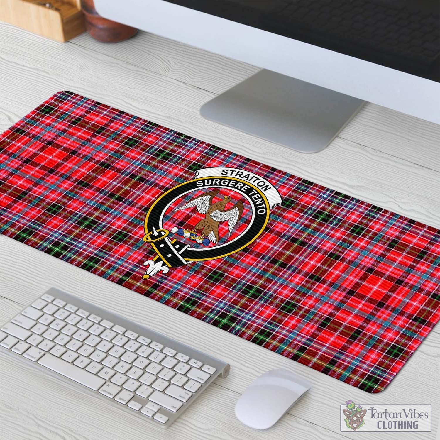 Tartan Vibes Clothing Straiton Tartan Mouse Pad with Family Crest