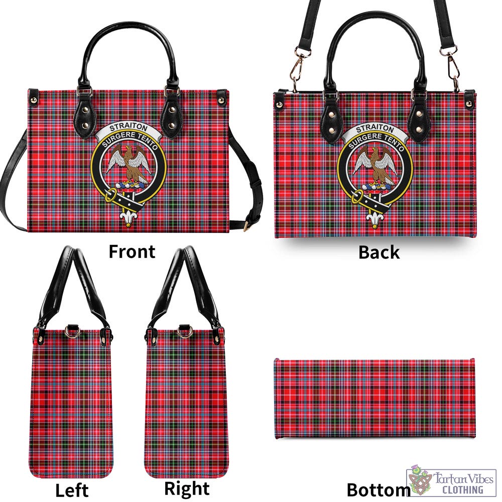 Tartan Vibes Clothing Straiton Tartan Luxury Leather Handbags with Family Crest