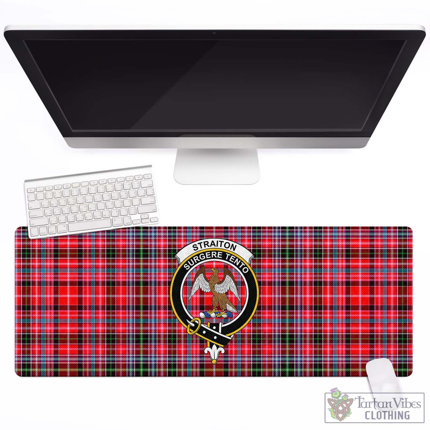 Tartan Vibes Clothing Straiton Tartan Mouse Pad with Family Crest
