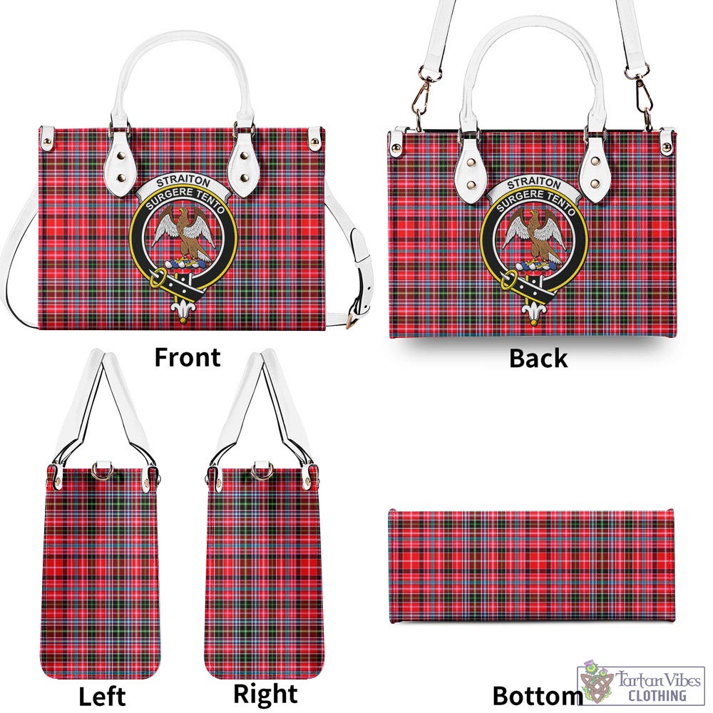 Tartan Vibes Clothing Straiton Tartan Luxury Leather Handbags with Family Crest