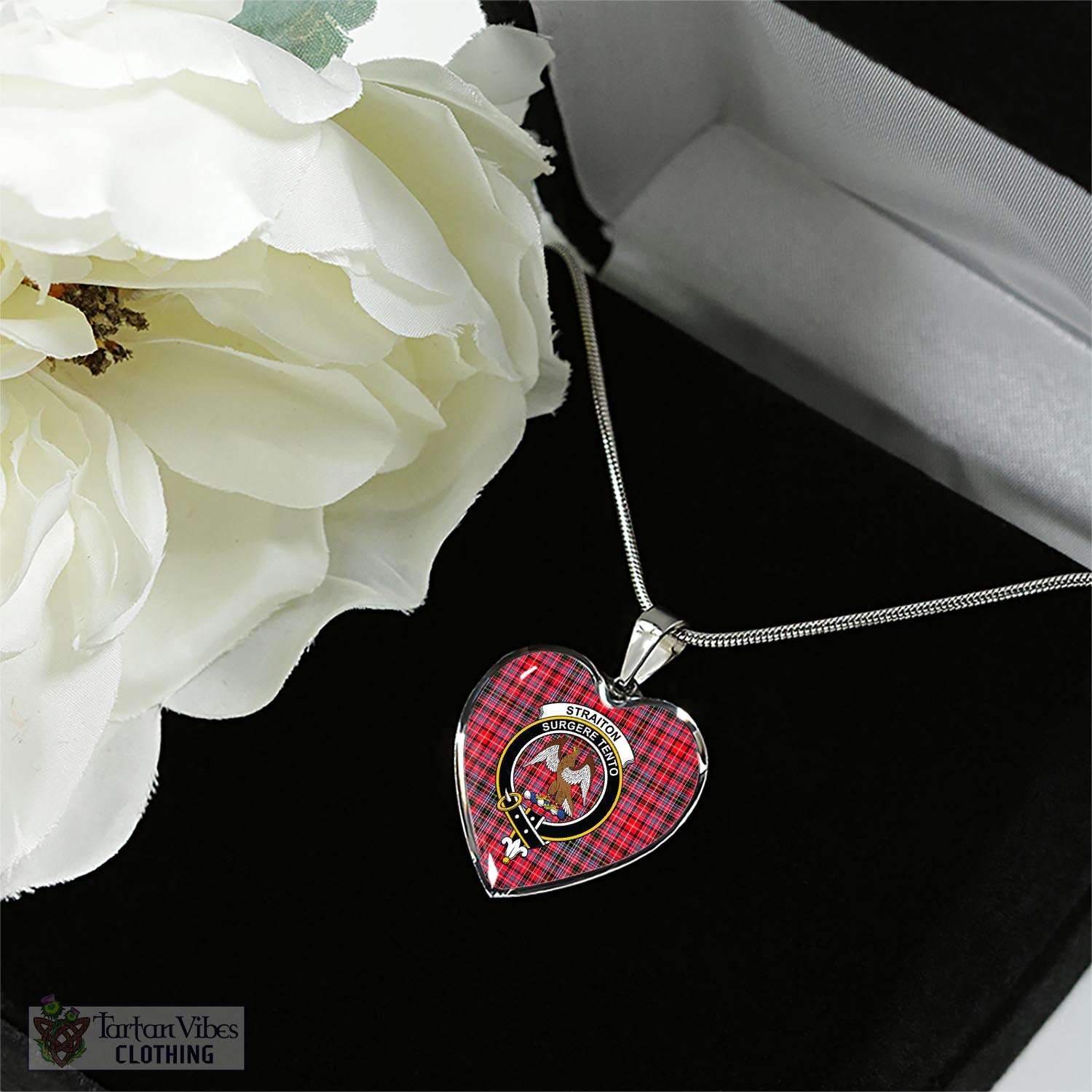 Tartan Vibes Clothing Straiton Tartan Heart Necklace with Family Crest