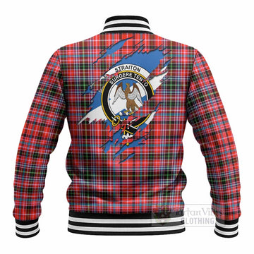Straiton Clan Crest In Me Tartan Baseball Jacket Scotland Flag Style