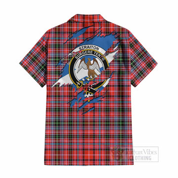 Straiton Clan Crest In Me Tartan Cotton Hawaiian Shirt Scotland Flag Style