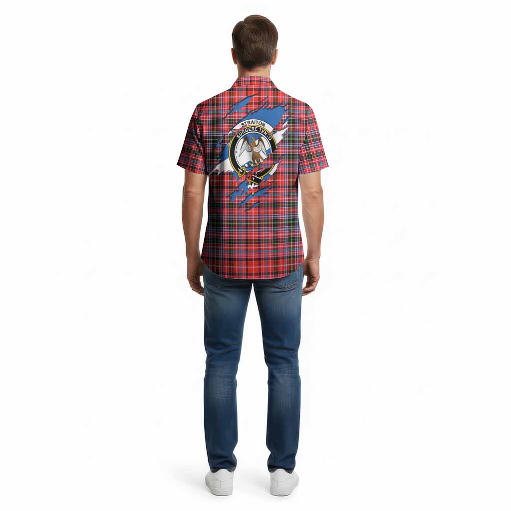 Straiton Clan Crest In Me Tartan Cotton Hawaiian Shirt Scotland Flag Style