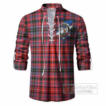 Straiton Clan Crest In Me Tartan Ghillie Shirt Scotland Flag Style
