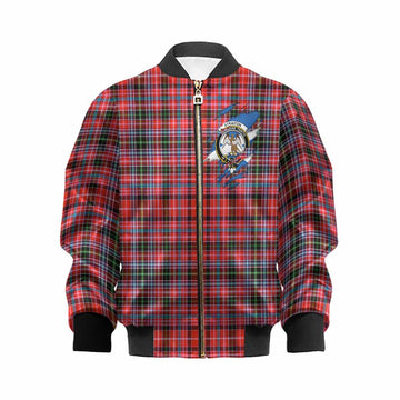 Straiton Clan Crest In Me Tartan Kid Bomber Jacket Scotland Flag Style