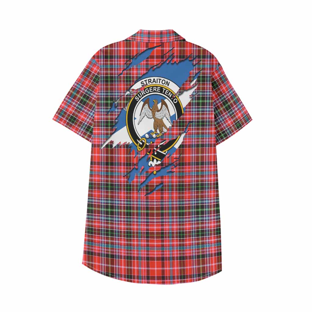 Straiton Clan Crest In Me Tartan Kid Hawaiian Shirt Scotland Flag Style