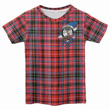 Straiton Clan Crest In Me Tartan Kid T-shirt Scotland Flag Style