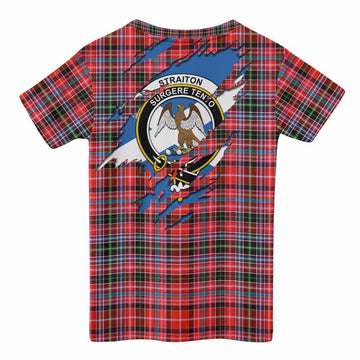 Straiton Clan Crest In Me Tartan Kid T-shirt Scotland Flag Style