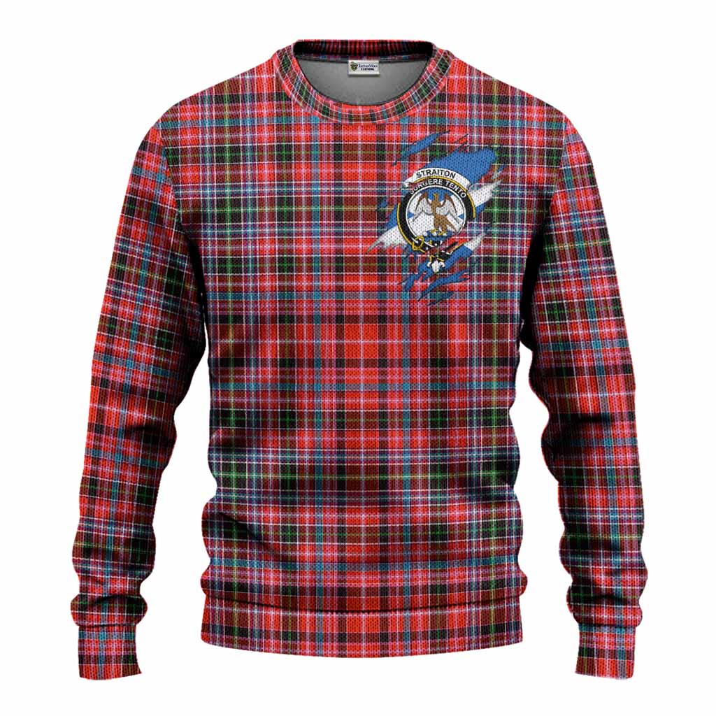 Straiton Clan Crest In Me Tartan Knitted Sweater Scotland Flag Style