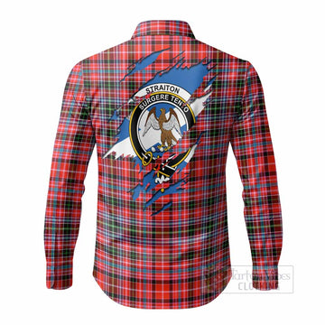 Straiton Clan Crest In Me Tartan Long Sleeve Button Shirts Scotland Flag Style