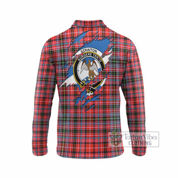 Straiton Clan Crest In Me Tartan Long Sleeve Polo Shirt Scotland Flag Style