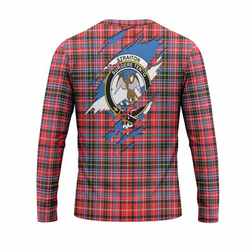 Straiton Clan Crest In Me Tartan Long Sleeve T-Shirt Scotland Flag Style