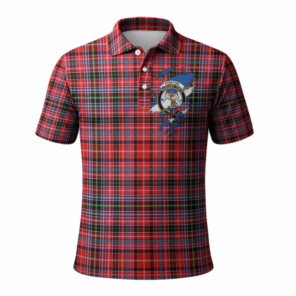 Straiton Clan Crest In Me Tartan Polo Shirt Scotland Flag Style