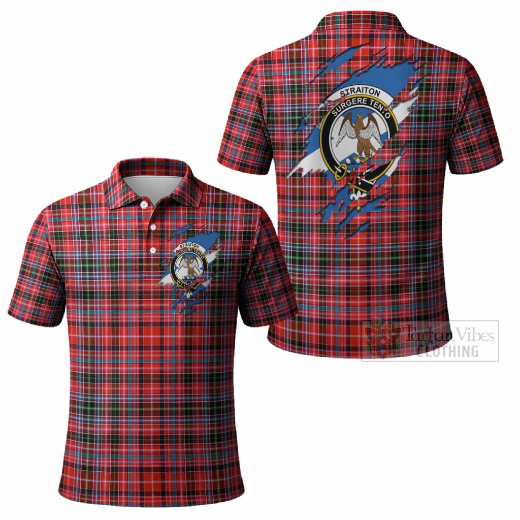Straiton Clan Crest In Me Tartan Polo Shirt Scotland Flag Style